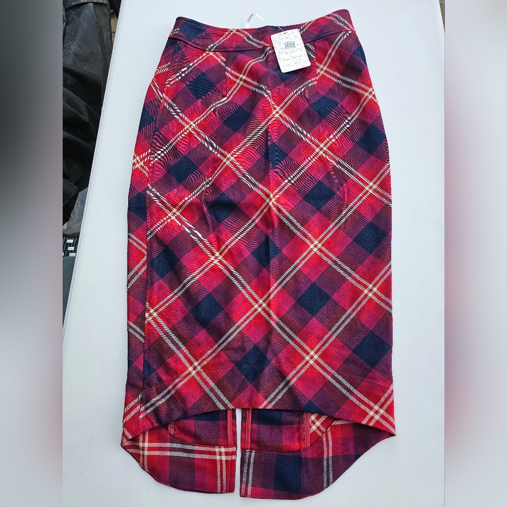 Free People Vibrant Plaid High Low Skirt